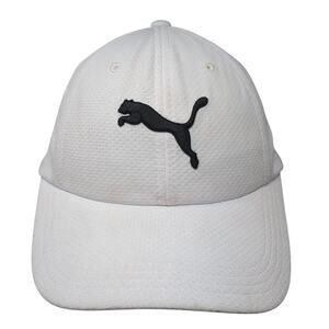 Puma Logo Slideback Hat White One Size Adjustable Embroidered Solid